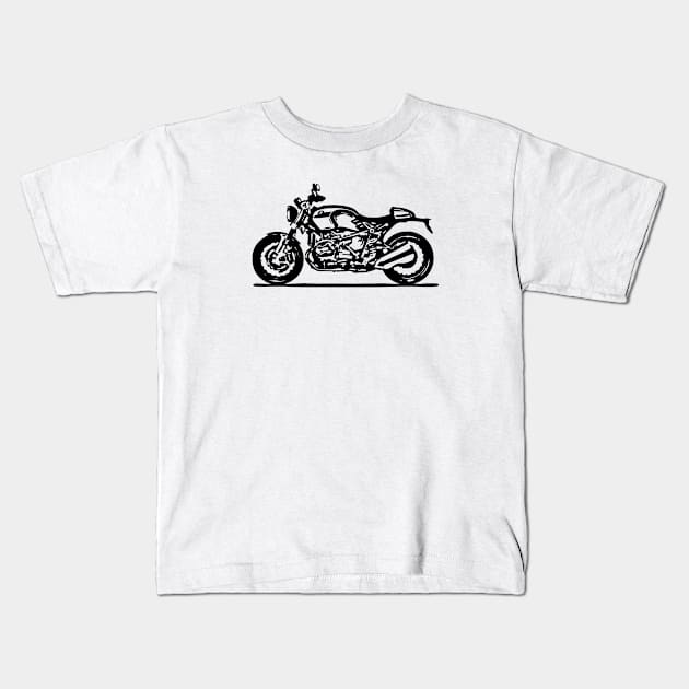 R Nine T Cafe Racer Sketch Art Kids T-Shirt by DemangDesign